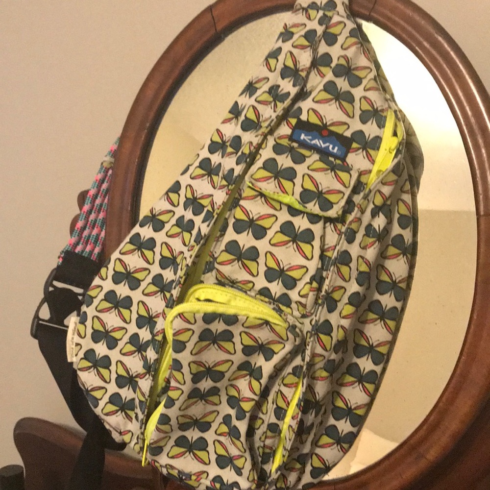 KAVU sling rope bag. Butterfly print.
